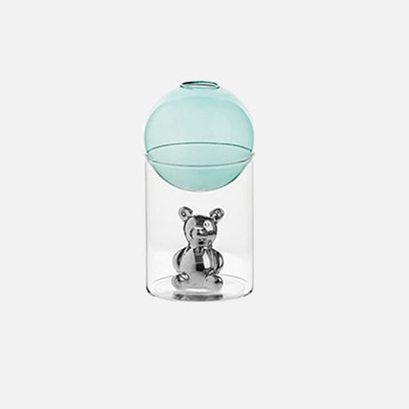 CosmoBear Glasvase | Galaktisches Design | Dekorative Vase | Bärförmige Glasvase für Blumen und Dekoration