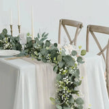 EucaGreen™ Eukalyptus Girlande 2er Set | Kunstpflanzen Deko | Ideal für Hochzeit, Tischdeko & Wanddekoration