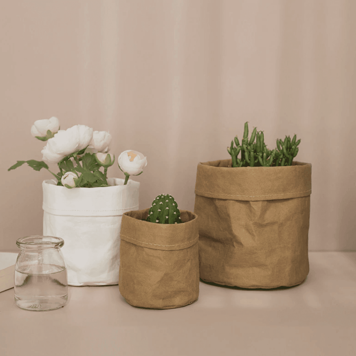 Plantero Vintage Stoff-Pflanzkorb | Rustikales Design | Stilvolle Pflanzenaufbewahrung