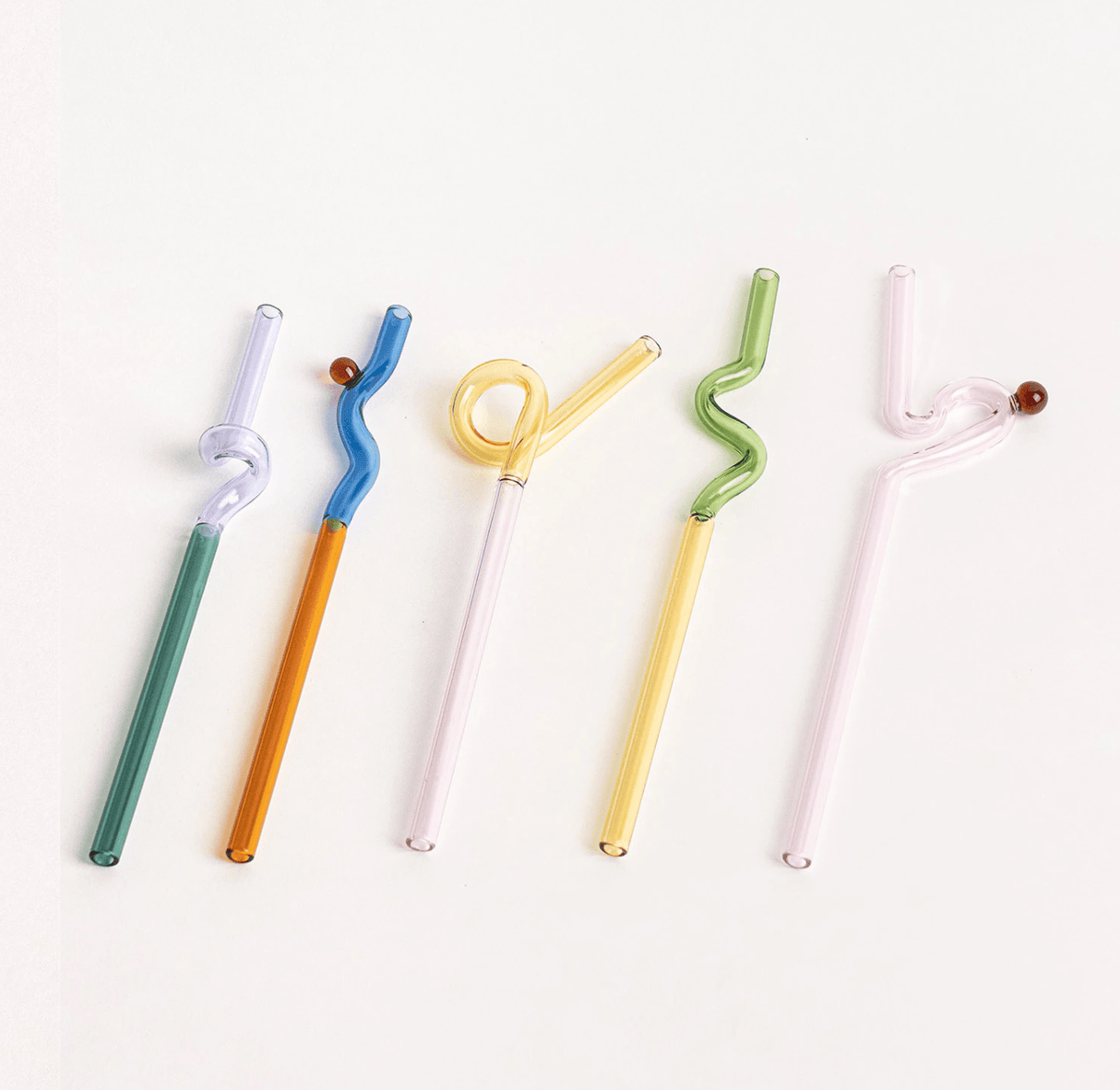GlassLuxe Twist Glasstrohhalm Set | Bunte Trinkhalme | Nachhaltig & Wiederverwendbar | Für Cocktails & Smoothies