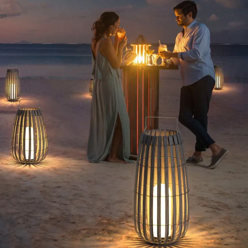 RattanGlow Garten Rattan Lampe | Umweltfreundliche Solarleuchte | Dekorative Beleuchtung für Außenbereiche