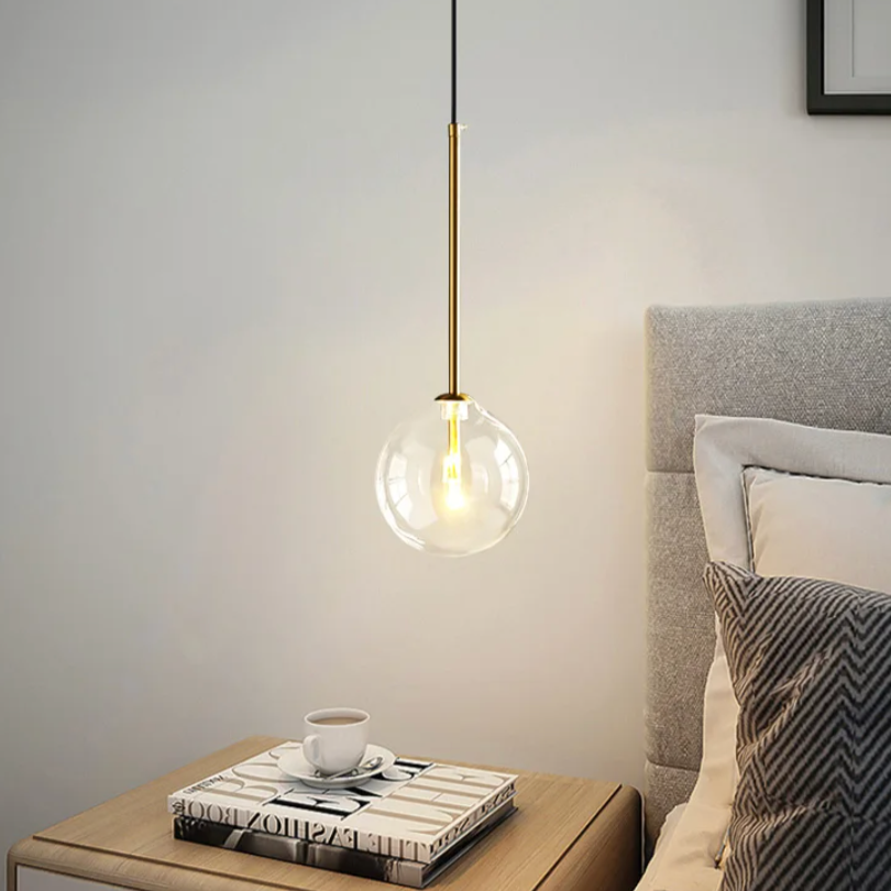 VioraGlobe Nordic Glas Pendelleuchte | Kugelform | Elegantes Design | Perfekt für Esszimmer & Wohnzimmer