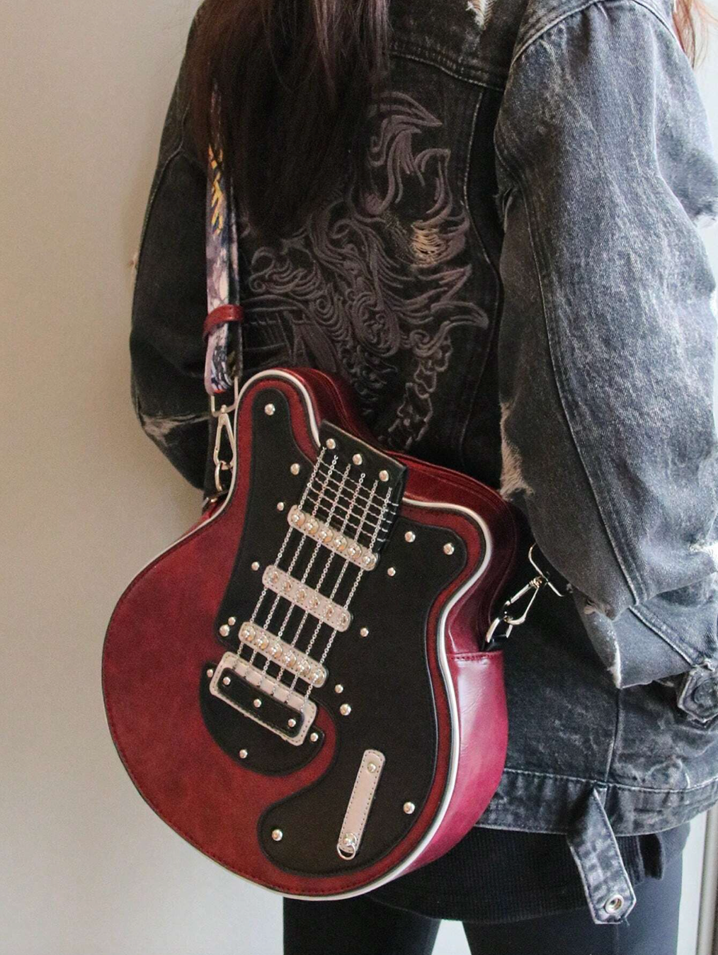 GuitarHero Vintage Retro Gitarren-Crossbody-Tasche | Rockiger Look | Modische Umhängetasche