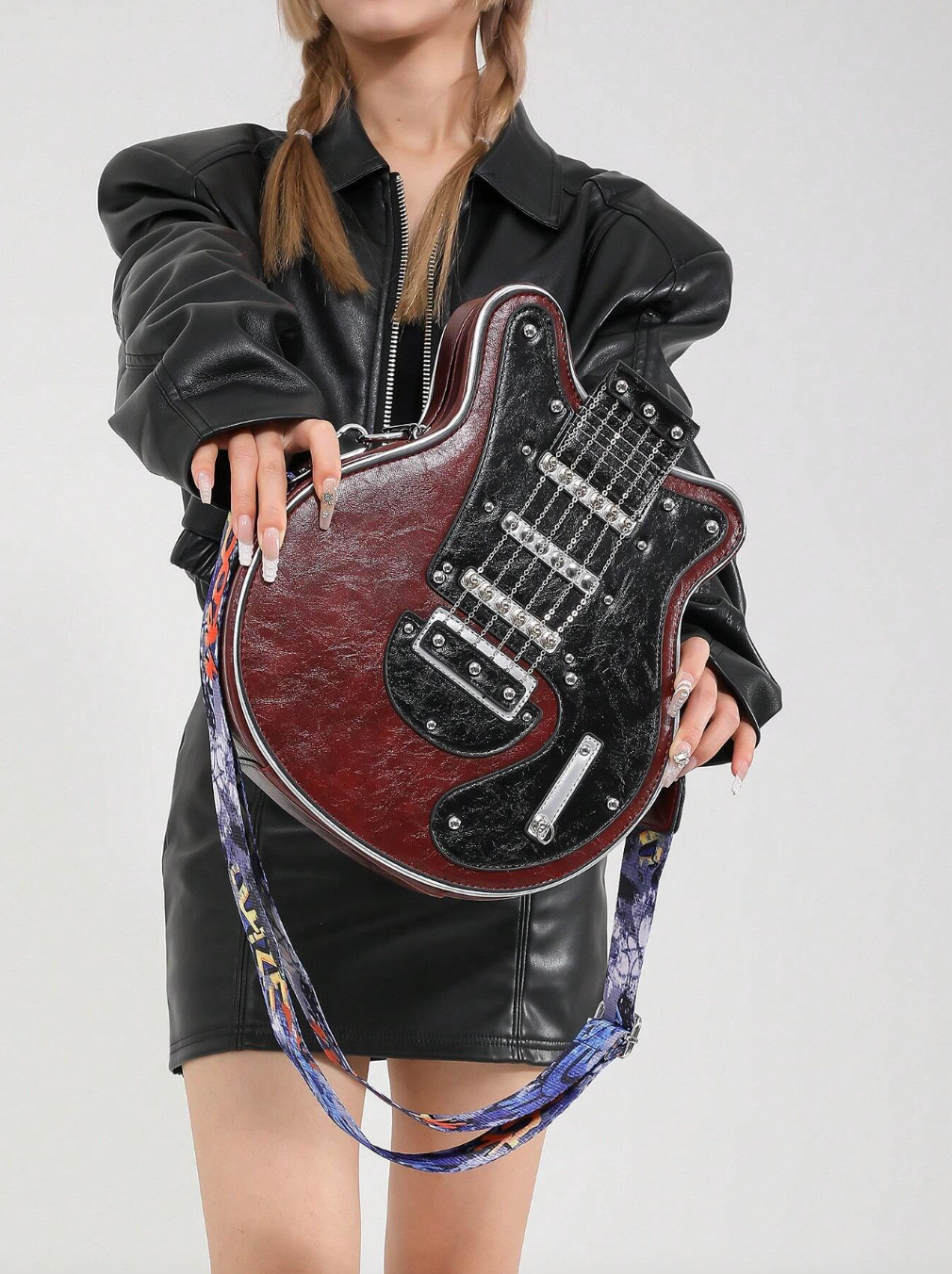 GuitarHero Vintage Retro Gitarren-Crossbody-Tasche | Rockiger Look | Modische Umhängetasche