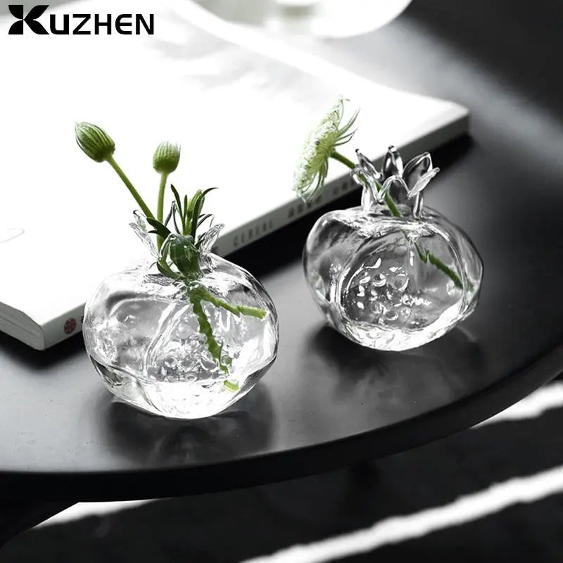 PomeGlass Granatapfel Glasvase | Wohnkultur | Kreative Obstvase | Raumdeko | Blumenvase für Zuhause