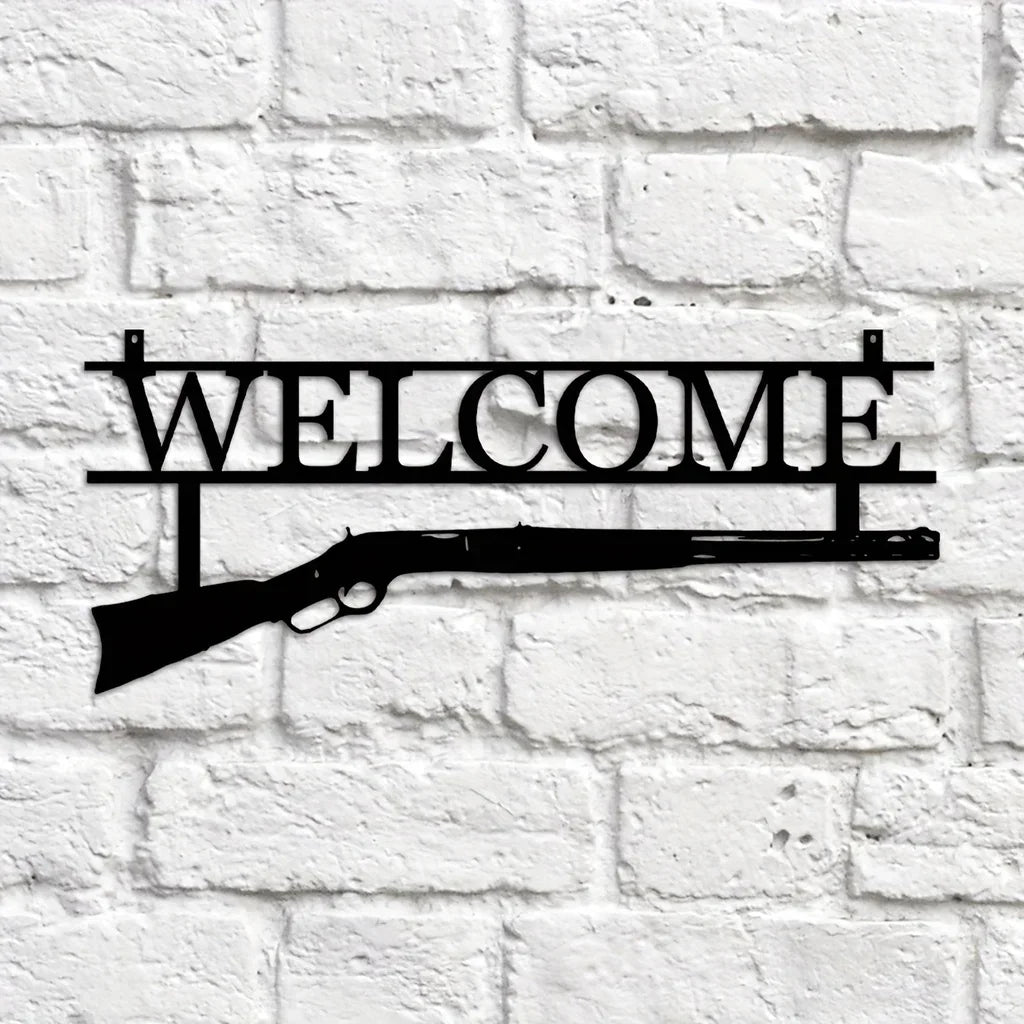 HuntArt Metall Welcome Schild | Jagd Deko | Wandkunst für Zuhause | Metall Wanddekoration