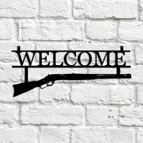 HuntArt Metall Welcome Schild | Jagd Deko | Wandkunst für Zuhause | Metall Wanddekoration