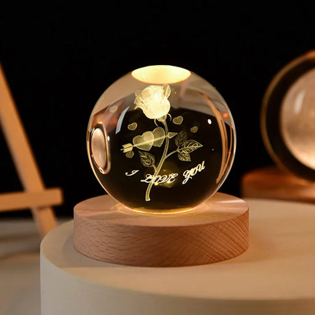 LumoAurora 3D Kristall Nachtlicht | LED Dekorationslampe | Kabellos | Farbwechsel | Einzigartige Geschenkidee