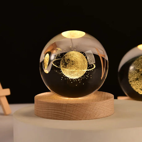 LumoAurora 3D Kristall Nachtlicht | LED Dekorationslampe | Kabellos | Farbwechsel | Einzigartige Geschenkidee
