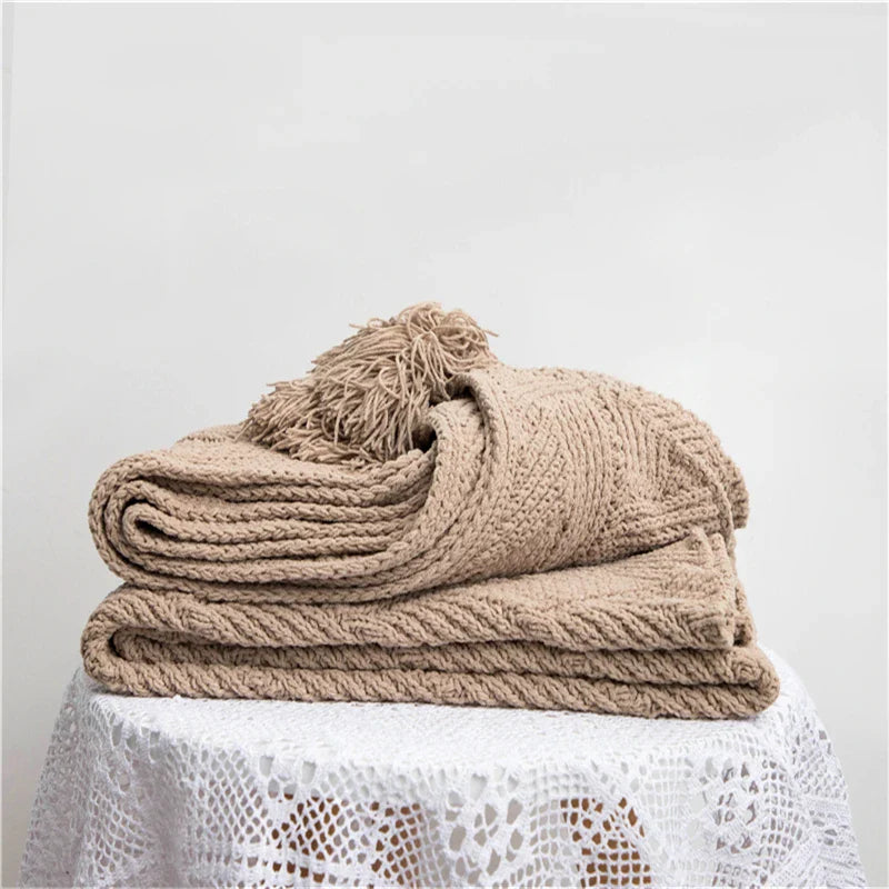 HeartKnit Kuscheldecke aus Chenille | Strickdesign | Für Bett & Sofa | Weich & Gemütlich