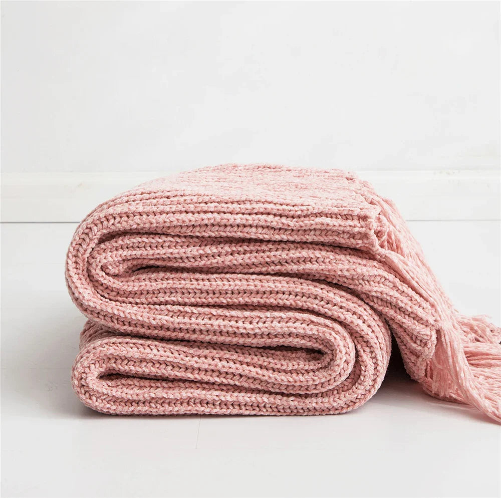 HeartKnit Kuscheldecke aus Chenille | Strickdesign | Für Bett & Sofa | Weich & Gemütlich