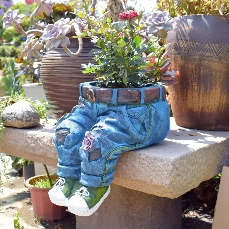 Gardenia Retro-Design Gartenpflanztopf | Vintage Denim Look | Outdoor & Indoor Deko