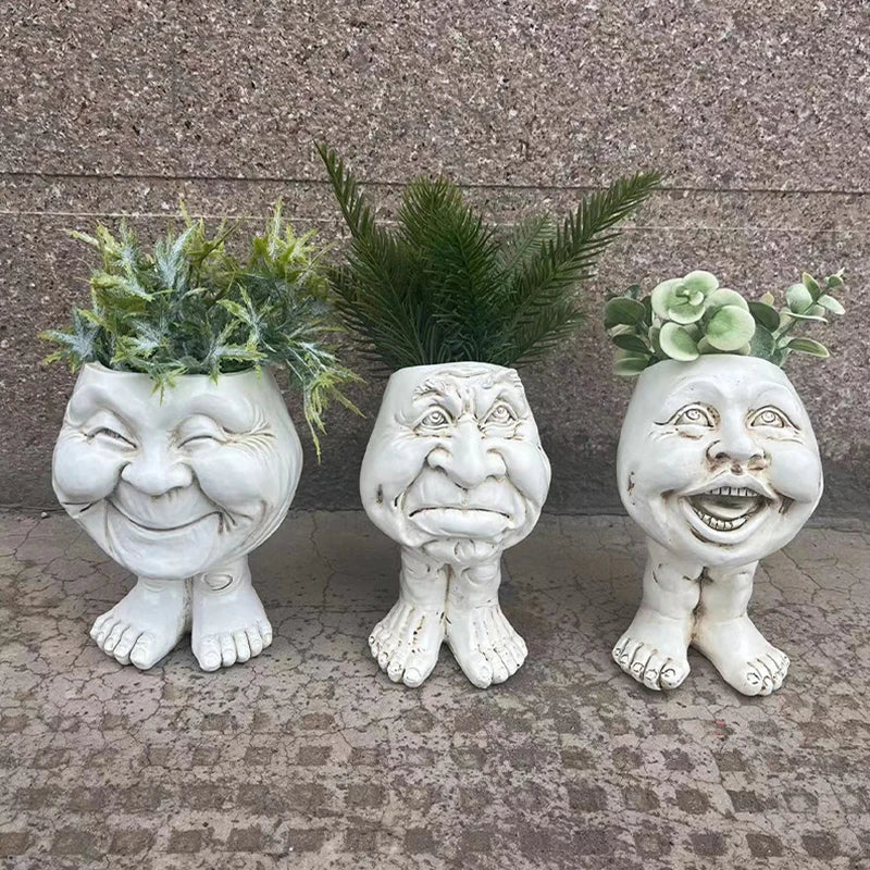 FunnyFace Charakter Pflanzentöpfe | Lustige Blumentöpfe mit Persönlichkeit | Indoor & Outdoor Deko
