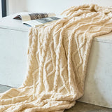 HeartKnit Kuscheldecke aus Chenille | Strickdesign | Für Bett & Sofa | Weich & Gemütlich
