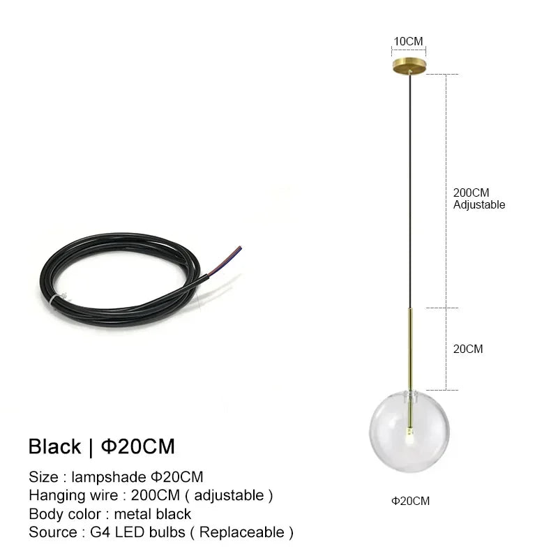 VioraGlobe Nordic Glas Pendelleuchte | Kugelform | Elegantes Design | Perfekt für Esszimmer & Wohnzimmer