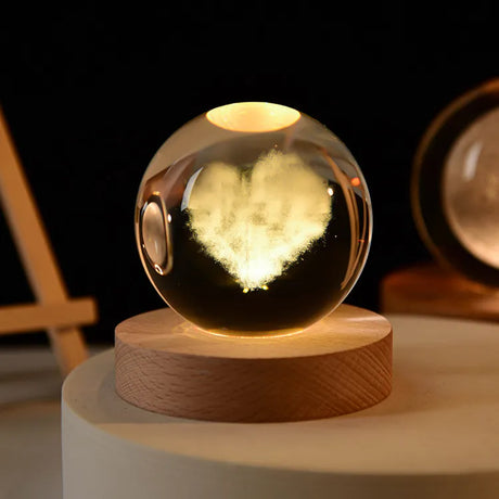 LumoAurora 3D Kristall Nachtlicht | LED Dekorationslampe | Kabellos | Farbwechsel | Einzigartige Geschenkidee