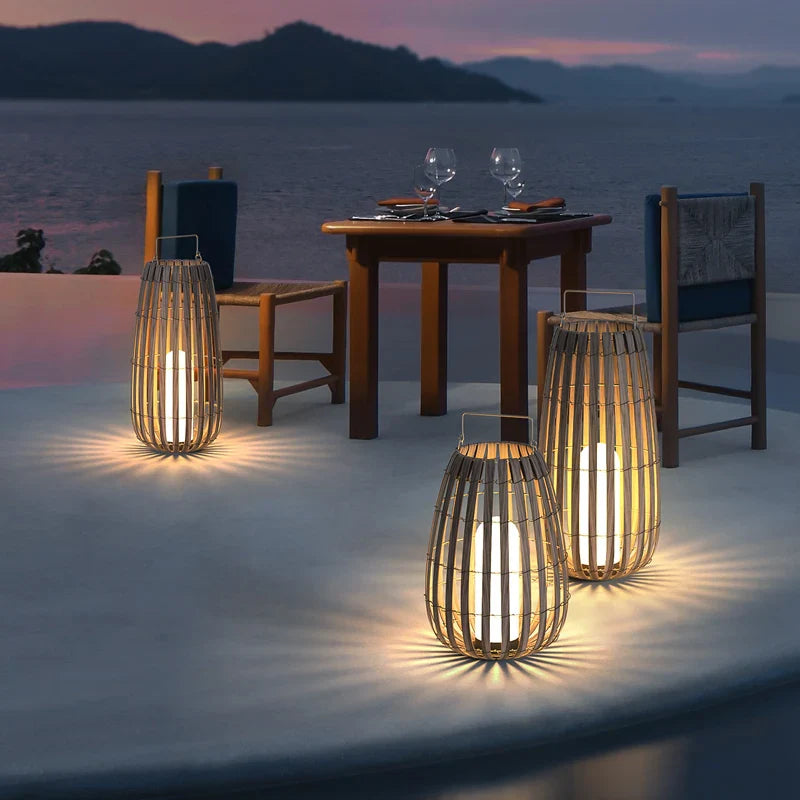 RattanGlow Garten Rattan Lampe | Umweltfreundliche Solarleuchte | Dekorative Beleuchtung für Außenbereiche