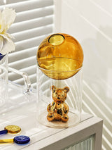 CosmoBear Glasvase | Galaktisches Design | Dekorative Vase | Bärförmige Glasvase für Blumen und Dekoration