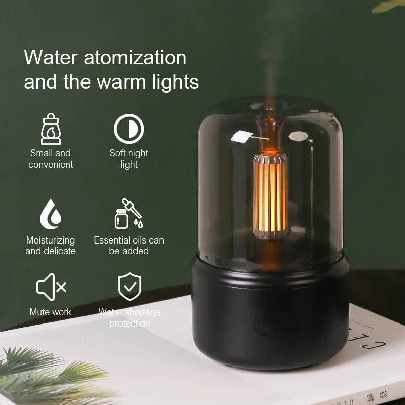 VaporaLuxe Retro Aroma Diffuser | USB Luftbefeuchter für ätherische Öle | Mit Nachtlicht | Für Zuhause & Büro