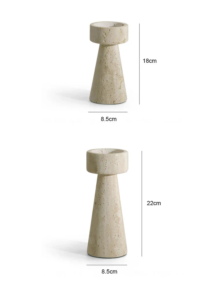 Travella Kerzenhalter aus Travertin-Optik | Modernes Design | Stimmungsvolle Beleuchtung | Vielseitige Dekoration
