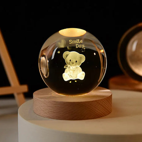 LumoAurora 3D Kristall Nachtlicht | LED Dekorationslampe | Kabellos | Farbwechsel | Einzigartige Geschenkidee