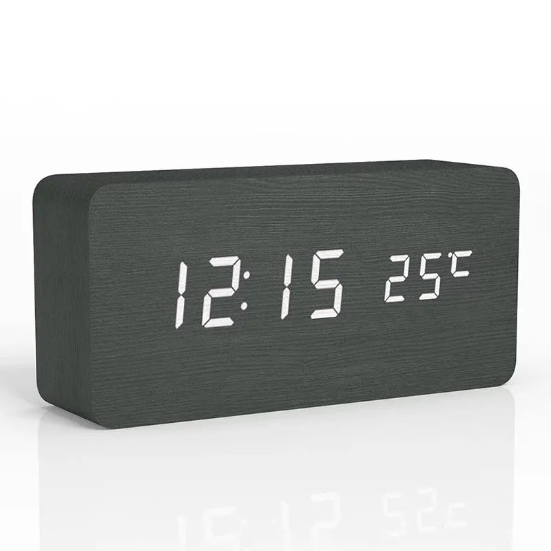 EcoTime Digitaler Wecker aus Holz | LED-Anzeige | Modernes Design | Lautlos | Umweltfreundlich