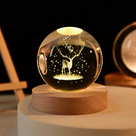 LumoAurora 3D Kristall Nachtlicht | LED Dekorationslampe | Kabellos | Farbwechsel | Einzigartige Geschenkidee
