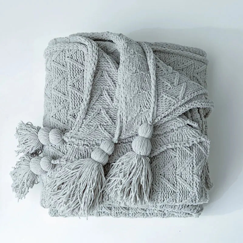 HeartKnit Kuscheldecke aus Chenille | Strickdesign | Für Bett & Sofa | Weich & Gemütlich
