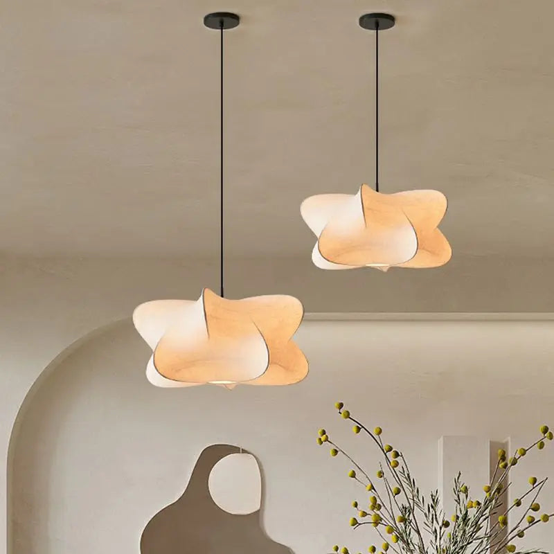 SilkSphere Japanische Pendelleuchte aus Seide | Wabi Sabi Design | Elegante Beleuchtung für Wohn- & Schlafzimmer