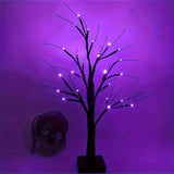 GlowHaunt LED Halloween Birkenbaum | Stimmungslicht | Leuchtende Deko in Orange & Lila