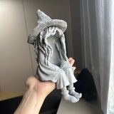 MysticGlow Solarbetriebene Hexen-Statue | Magisches Gartenlicht | Stimmungsvolle Solarleuchte für Außenbereich