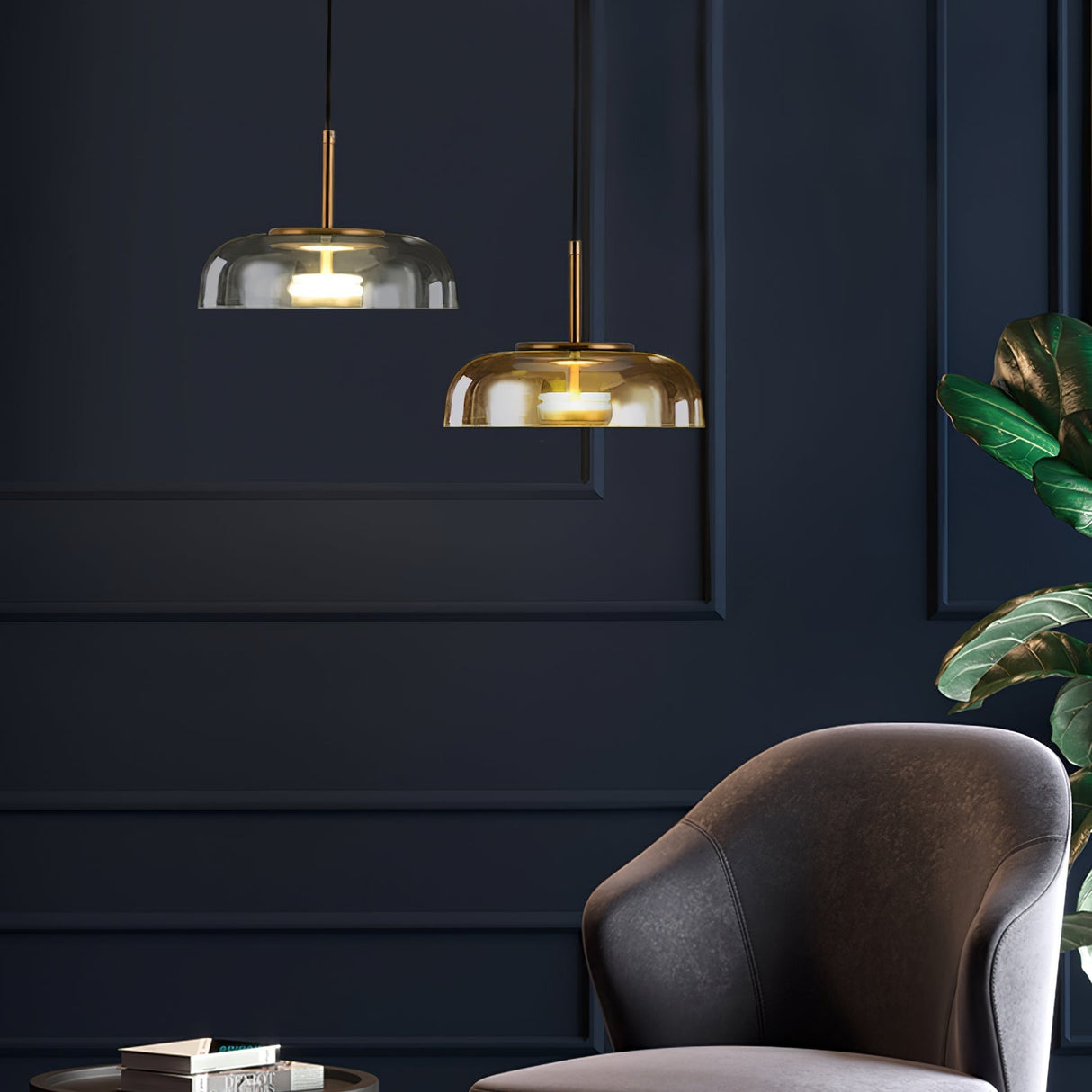 LunaVibe Messing Pendelleuchte | Moderne Hängelampe | Dimmbares Licht | Zeitloses Design