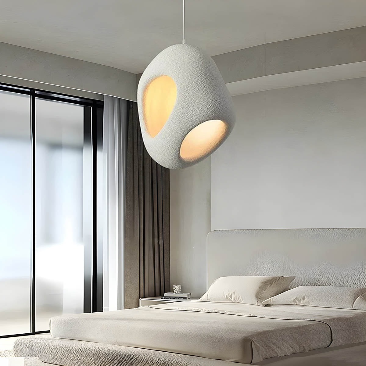 SereniGlow Pendelleuchte im Wabi-Sabi Design | Natürlicher Stil | Dimmbares LED-Licht | Ideal für Wohnzimmer & Esszimmer
