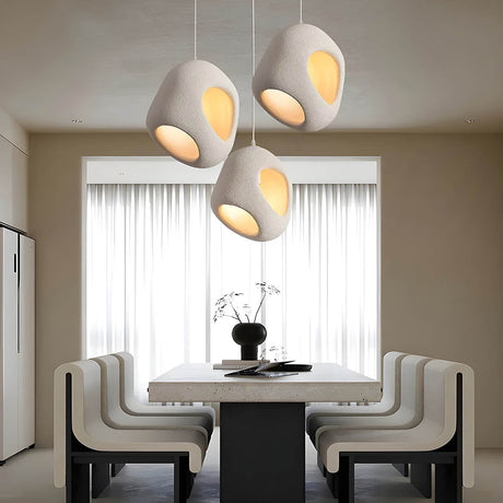 SereniGlow Pendelleuchte im Wabi-Sabi Design | Natürlicher Stil | Dimmbares LED-Licht | Ideal für Wohnzimmer & Esszimmer