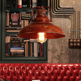 RusticaGlow Retro Pendelleuchte | Rostrote Metall-Kuppel | 1-flammig | Vintage Deckenleuchte
