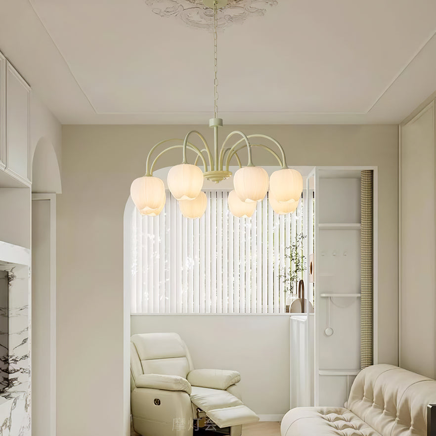 MatchaBloom Tulpen-Kronleuchter | Elegantes Design | Hochwertiges Glas | Perfekt für Esszimmer & Wohnzimmer