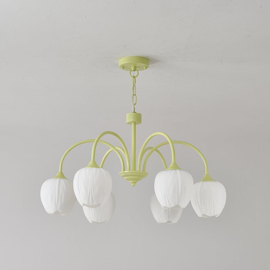 MatchaBloom Tulpen-Kronleuchter | Elegantes Design | Hochwertiges Glas | Perfekt für Esszimmer & Wohnzimmer