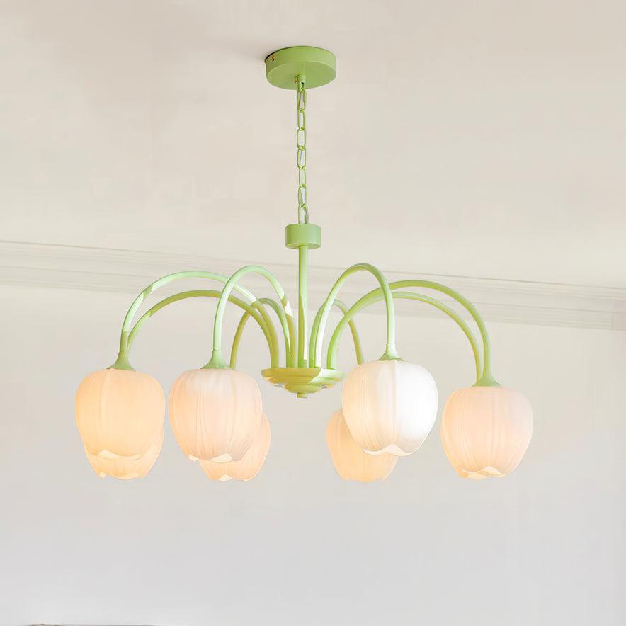 MatchaBloom Tulpen-Kronleuchter | Elegantes Design | Hochwertiges Glas | Perfekt für Esszimmer & Wohnzimmer