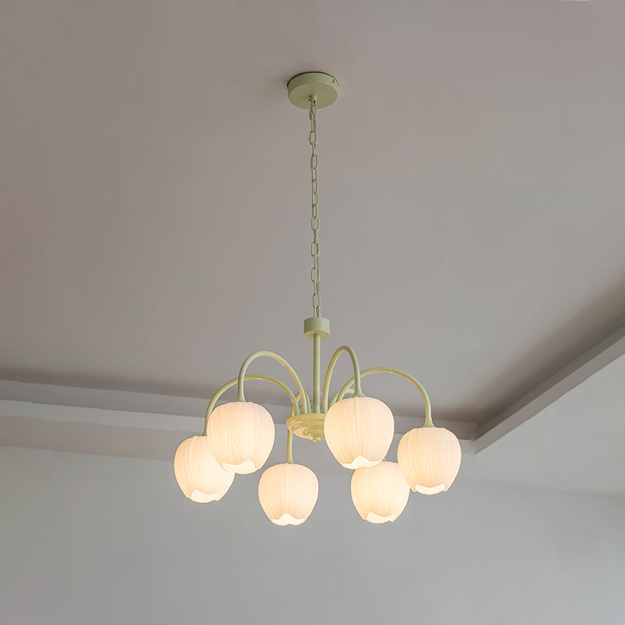 MatchaBloom Tulpen-Kronleuchter | Elegantes Design | Hochwertiges Glas | Perfekt für Esszimmer & Wohnzimmer