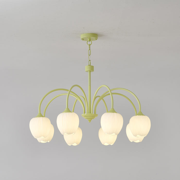 MatchaBloom Tulpen-Kronleuchter | Elegantes Design | Hochwertiges Glas | Perfekt für Esszimmer & Wohnzimmer