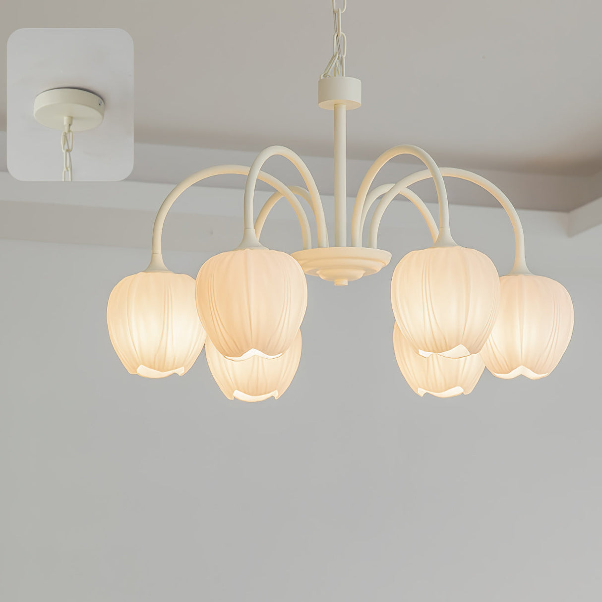 MatchaBloom Tulpen-Kronleuchter | Elegantes Design | Hochwertiges Glas | Perfekt für Esszimmer & Wohnzimmer