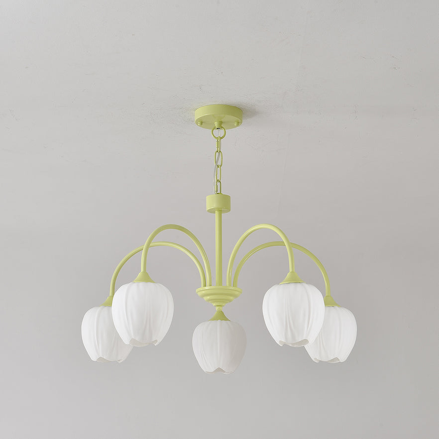 MatchaBloom Tulpen-Kronleuchter | Elegantes Design | Hochwertiges Glas | Perfekt für Esszimmer & Wohnzimmer
