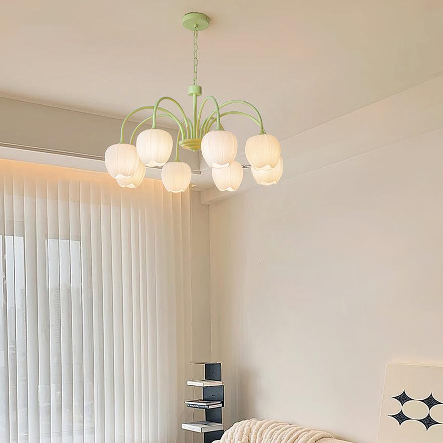 MatchaBloom Tulpen-Kronleuchter | Elegantes Design | Hochwertiges Glas | Perfekt für Esszimmer & Wohnzimmer
