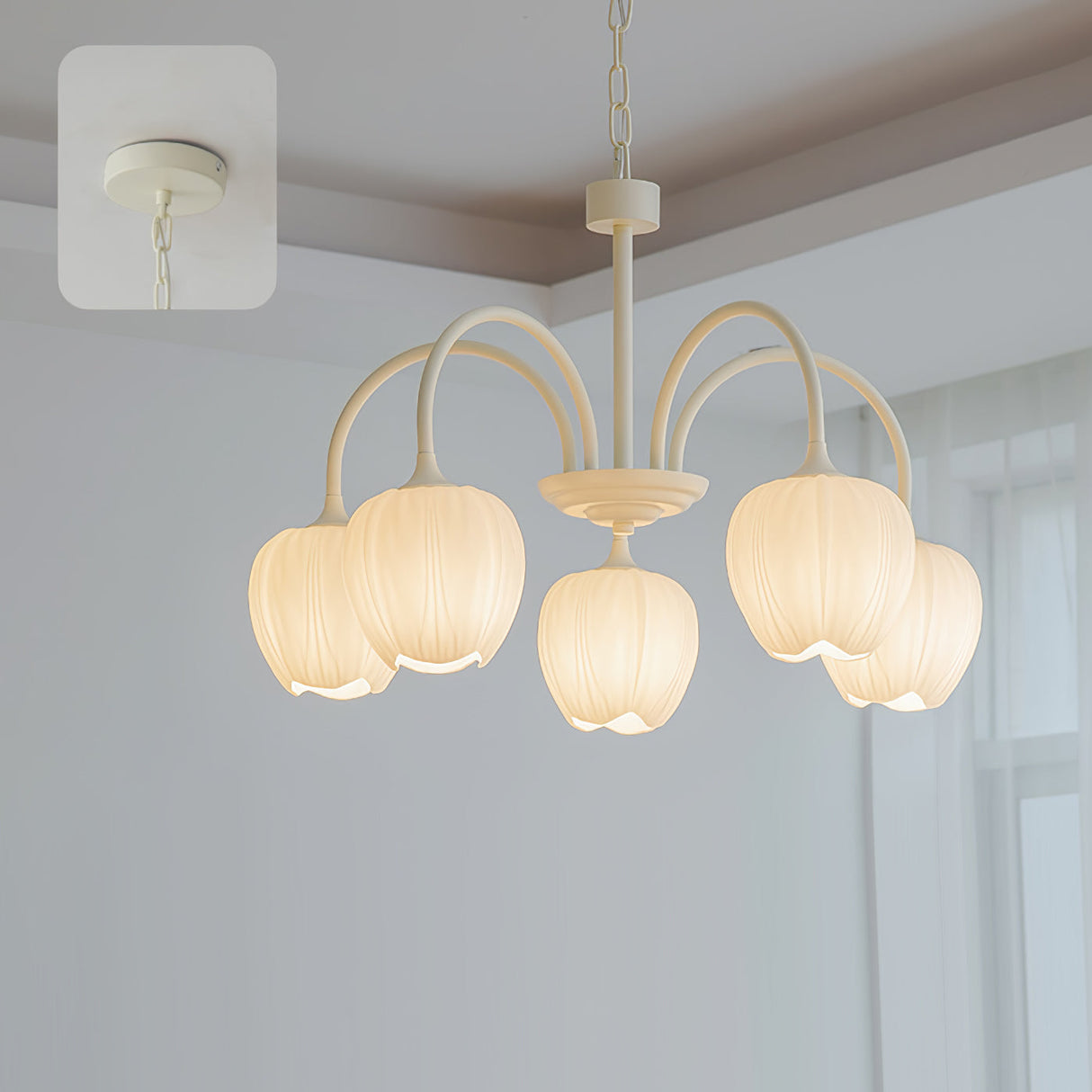 MatchaBloom Tulpen-Kronleuchter | Elegantes Design | Hochwertiges Glas | Perfekt für Esszimmer & Wohnzimmer