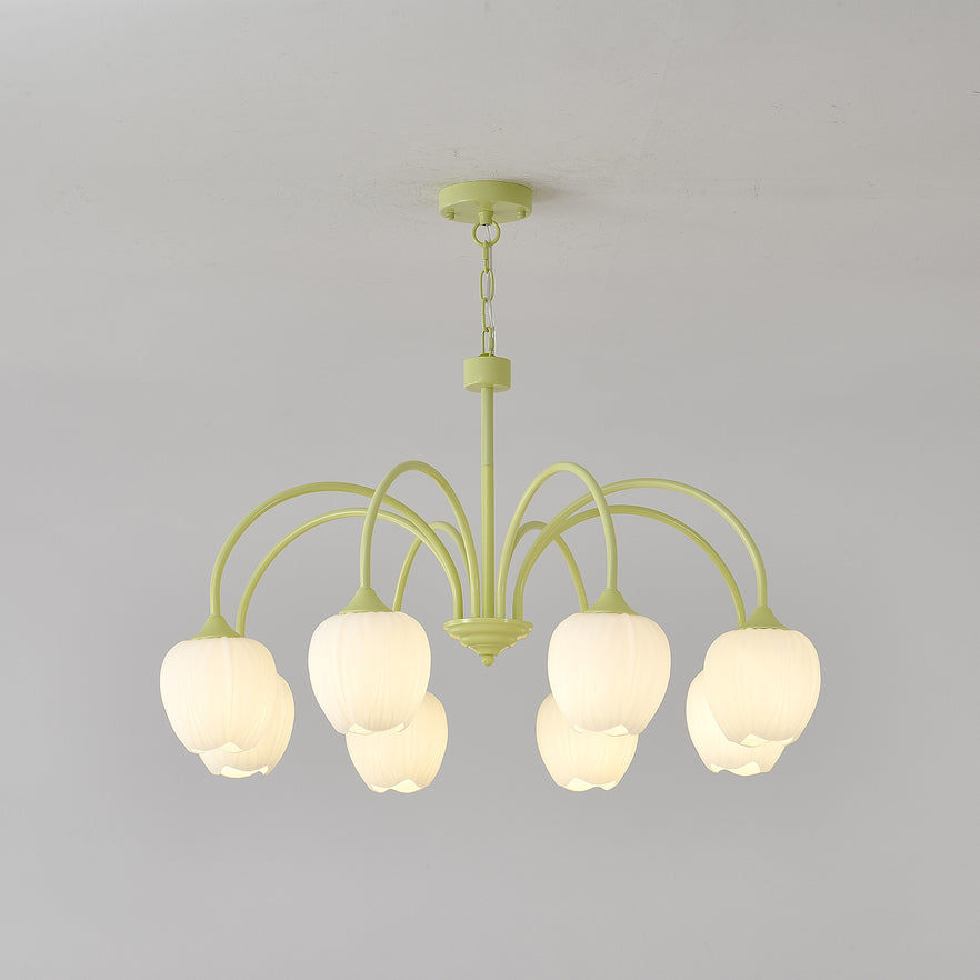 MatchaBloom Tulpen-Kronleuchter | Elegantes Design | Hochwertiges Glas | Perfekt für Esszimmer & Wohnzimmer