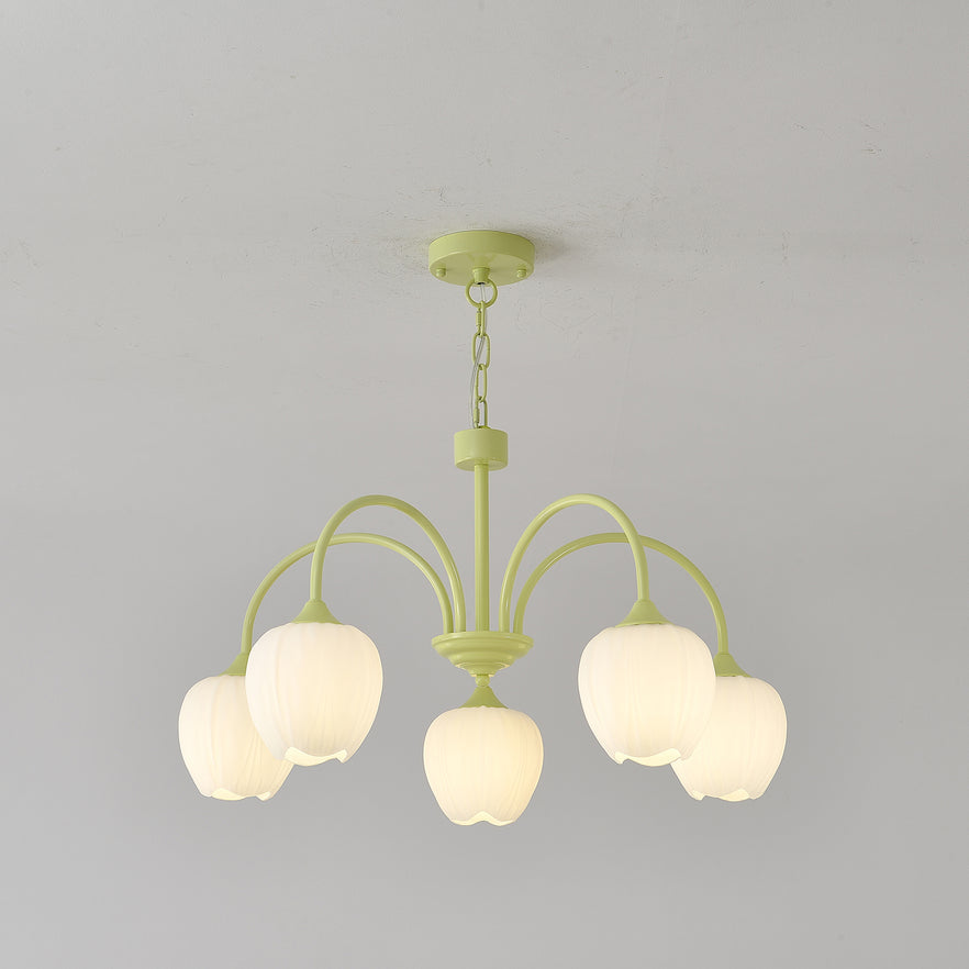 MatchaBloom Tulpen-Kronleuchter | Elegantes Design | Hochwertiges Glas | Perfekt für Esszimmer & Wohnzimmer