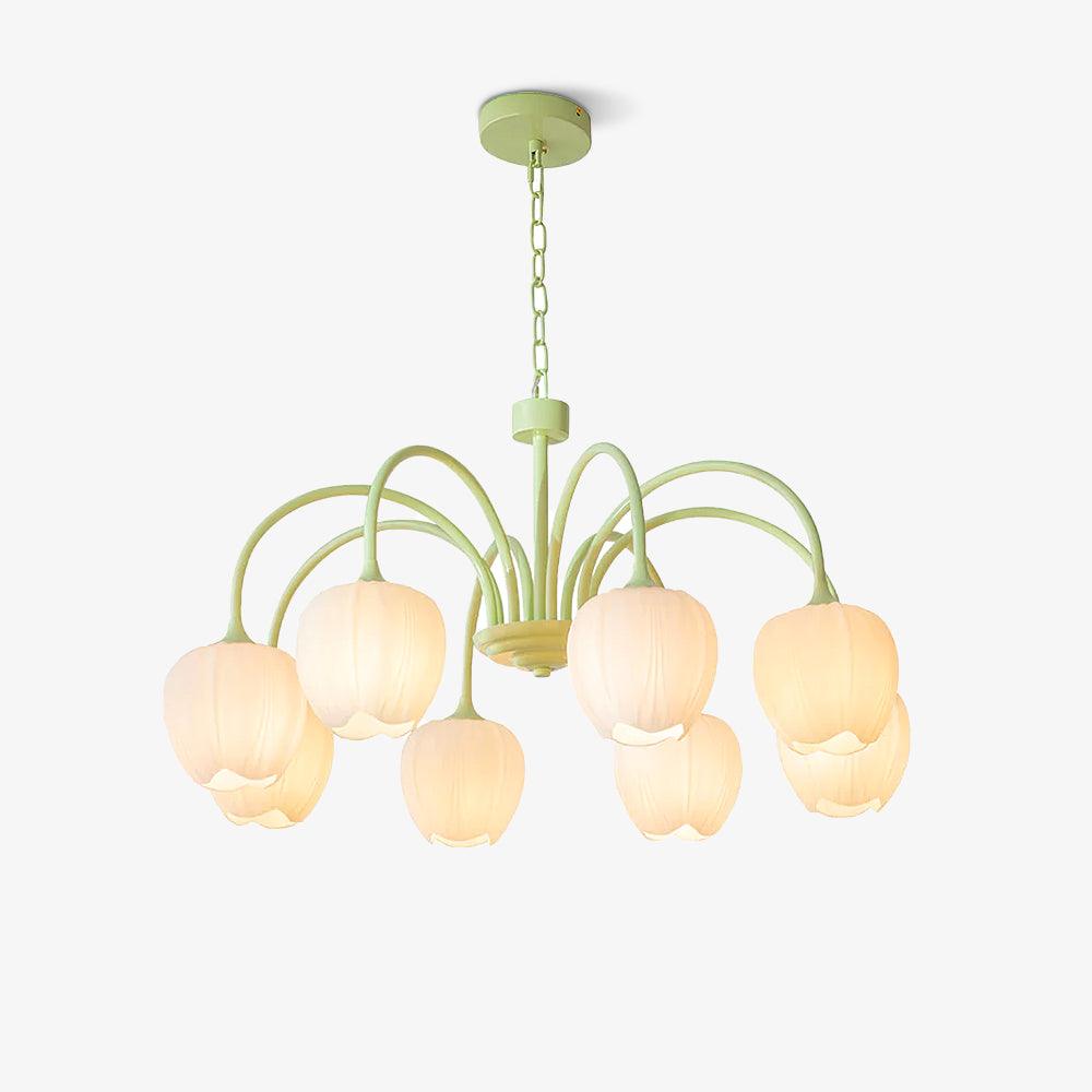 MatchaBloom Tulpen-Kronleuchter | Elegantes Design | Hochwertiges Glas | Perfekt für Esszimmer & Wohnzimmer