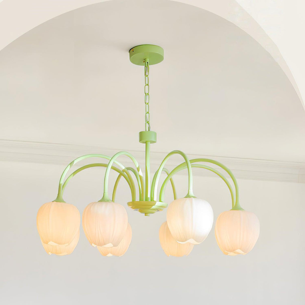 MatchaBloom Tulpen-Kronleuchter | Elegantes Design | Hochwertiges Glas | Perfekt für Esszimmer & Wohnzimmer