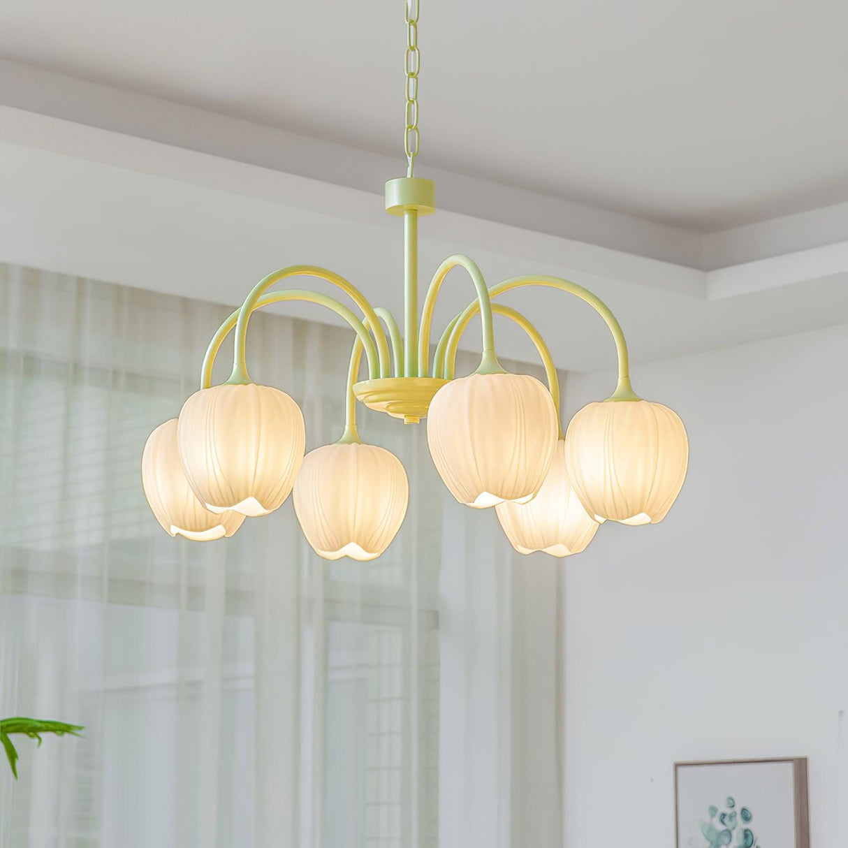MatchaBloom Tulpen-Kronleuchter | Elegantes Design | Hochwertiges Glas | Perfekt für Esszimmer & Wohnzimmer