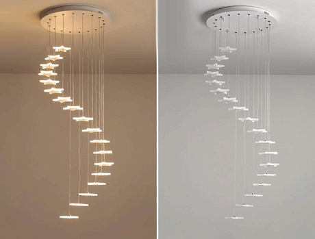 LunaStellar Hängender Sternen-Kronleuchter | Designer LED-Beleuchtung | Warmweiß & Kaltweiß | Modernes Design